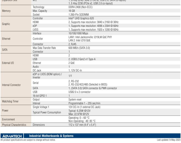 研華AIMB-U233 板載Intel 第8代 U系列 Core i3/i5/i7 處理器。低功耗高性能，無風(fēng)扇設(shè)計。