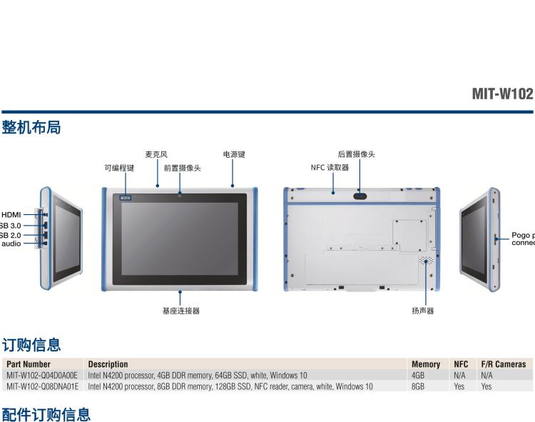 研華MIT-W102 10.1" 醫(yī)療級(jí)平板電腦，搭載 Intel?Pentium? 處理器和電容觸摸屏