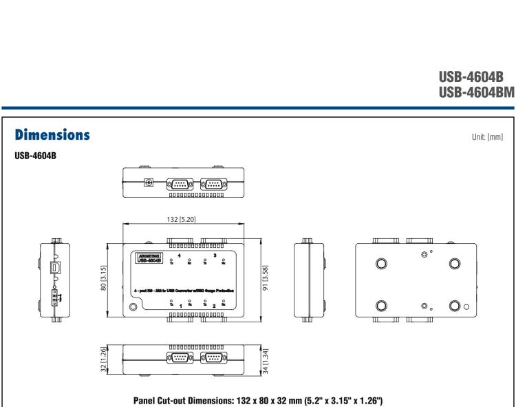 研華USB-4604BM USB轉(zhuǎn)4端口RS-232/422/485 轉(zhuǎn)換器，帶浪涌保護(hù)